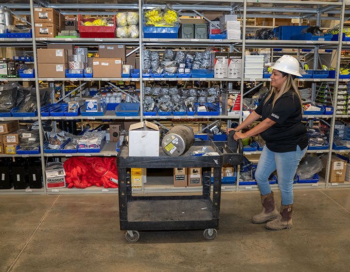 Woman pushing cart